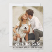 Aangepaste foto-hondenweddenschap bespaart de datu save the date (Voorkant)