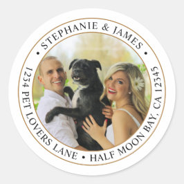 Aangepaste foto Huisdier Bruiloft Retouradres Labe Ronde Sticker