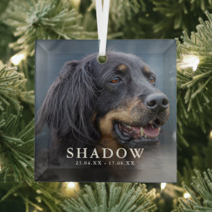 Aangepaste foto huisdier hond herdenking Kerstmis  Glas Ornament