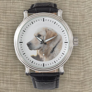 Aangepaste foto huisdier minimalistisch modern aan horloge