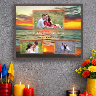 Aangepaste foto-huwelijkscollage Zonsondergang 173 Poster