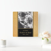 Aangepaste foto huwelijksverjaardag vierkante wand vierkante klok (Huis)