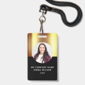 Aangepaste foto-ID Metallic Gold Black Badge (Voorzijde met lanyard)