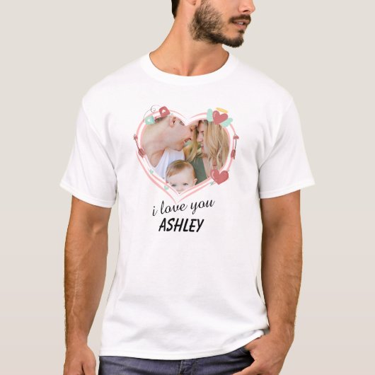 Aangepaste foto Ik hou van je T-shirt (Voorkant)