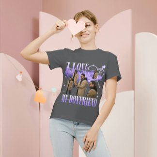 Aangepaste foto ik hou van mijn vriend retro bootl t-shirt