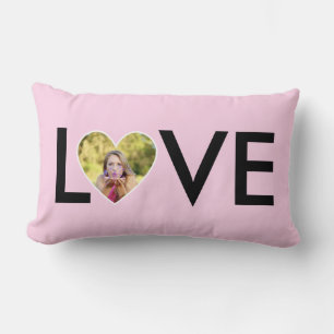 Aangepaste Foto in Baby Pink Heart Lijst Kussen