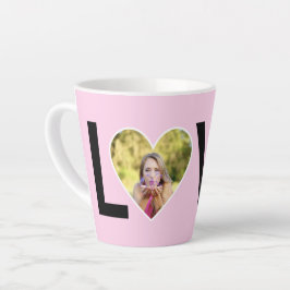 Aangepaste Foto in Baby Pink Heart Lijst Latte Mok