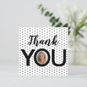 Aangepaste foto in uw zwart-witte Stippen Bedankkaart (Staand voorkant)