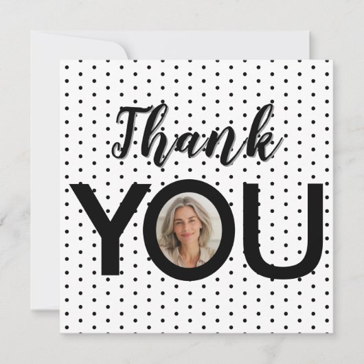 Aangepaste foto in uw zwart-witte Stippen Bedankkaart (Voorkant)