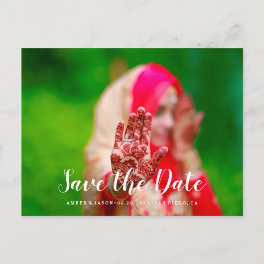 Aangepaste Foto Indiase bruiloft Save the Date Aankondigingskaart (Voorkant)