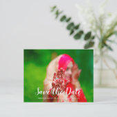 Aangepaste Foto Indiase bruiloft Save the Date Aankondigingskaart (Staand voorkant)