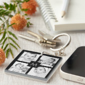 Aangepaste foto-Initiaal zwart 8 Afbeeldingen Sleutelhanger (Voorkant Rechts)