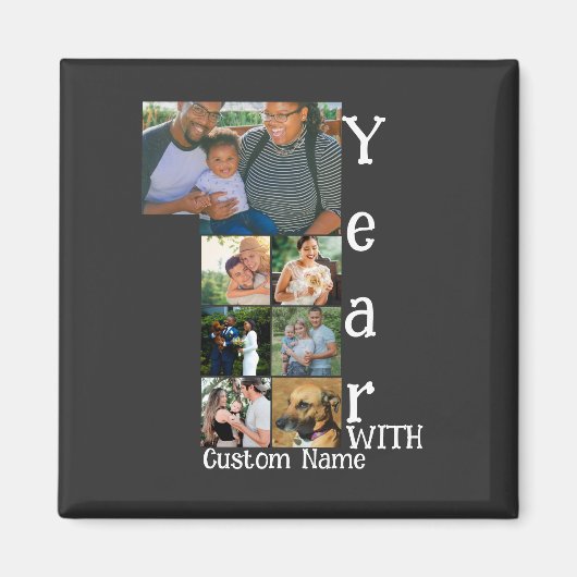 Aangepaste foto-inklage voor 1 trouwdag 7 magneet (Voorkant)