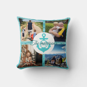 Aangepaste foto-inkollage Blauw rustige verankerin Kussen