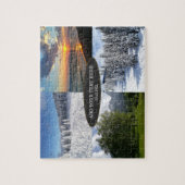 Aangepaste foto-inkolling en tekst op maat legpuzzel (Verticaal)