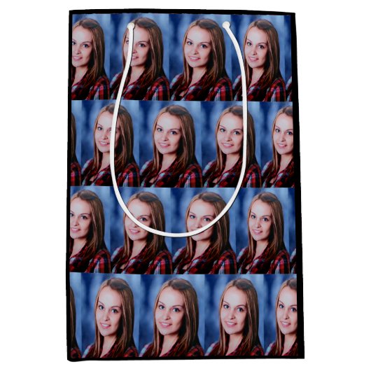 Aangepaste foto-inkolling op maat medium cadeauzakje (Voorkant)