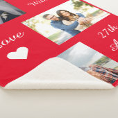 Aangepaste foto-inkuiling bruiloft Datum rood Sherpa Deken (3/4)