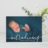 Aangepaste foto-inkuilscript bedekking Baby geboor Aankondiging (Staand voorkant)