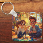 Aangepaste foto & Jaar Bruiloft Jubileum Koppels Sleutelhanger (Voorkant)