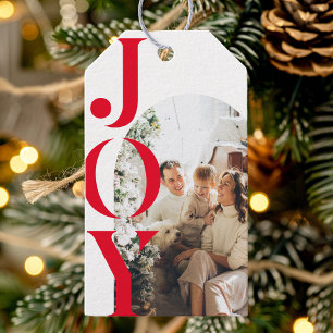 Aangepaste Foto & Joy Holiday   Gepersonaliseerd Cadeaulabel