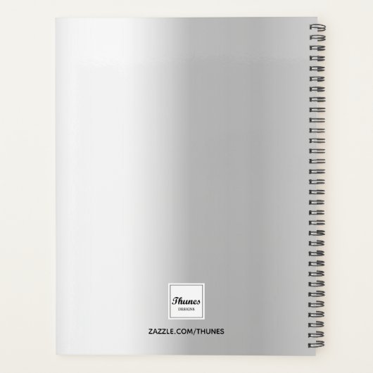 Aangepaste foto kat huisdier zilver 2026 planner (Achterkant)