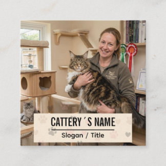Aangepaste foto kattenfokkerij vierkante pootafdru visitekaartje