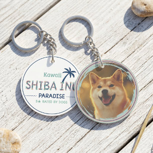 Aangepaste foto Kawaii Shiba Inu-paradijs   Hond M Sleutelhanger