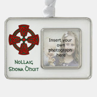 Aangepaste foto Keltisch Cross Irish kerstversieri Verzilverd Kader Ornament