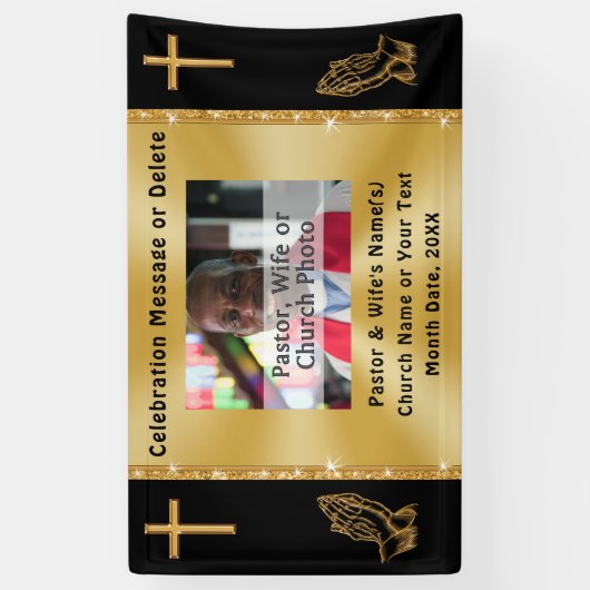 Aangepaste foto-kerk of Jubileum-banner van pastor Spandoek (Verticaal)