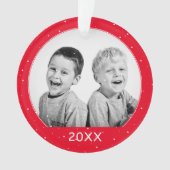 Aangepaste foto-kerstkerst van Red Snowflake Ornament (voorkant)