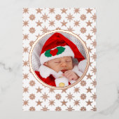 Aangepaste foto Kerstman Baby Sneeuwvlokken Wit Ro Folie Feestdagenkaart (Voorkant)