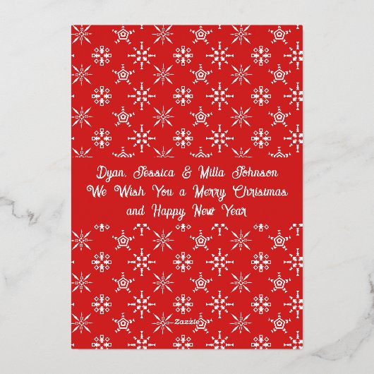 Aangepaste foto Kerstman Baby Sneeuwvlokken Wit Ro Folie Feestdagenkaart (Achterkant)