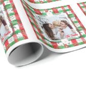 Aangepaste Foto Kerstmis Gepersonaliseerde Familie Cadeaupapier (Rol Hoek)
