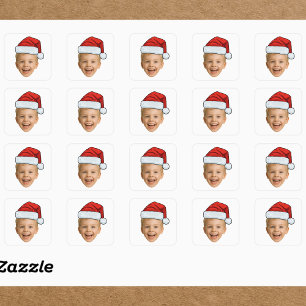 Aangepaste foto Kerstmis Gezicht met kerstmuts Vierkante Sticker