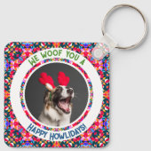 Aangepaste foto Kerstmis Hond Moeder Kleurrijk Sleutelhanger (Achterkant)