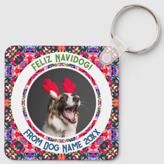 Aangepaste foto Kerstmis Hond Moeder Mama Papa Kle Sleutelhanger (Achterkant)