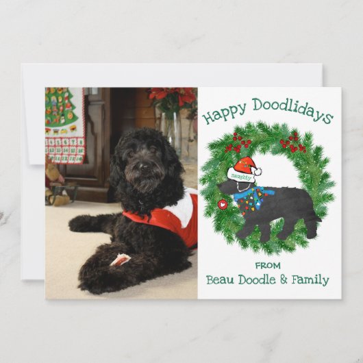 Aangepaste foto Kerstmis met Naughty Labradoodle (Voorkant)
