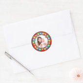 Aangepaste foto Kerstvakantie gloeilampen Ronde Sticker (Envelop)