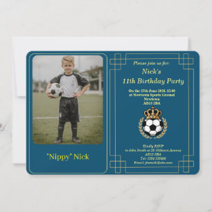 Aangepaste foto kinder voetbal verjaardagsuitnodig feestdagenkaart