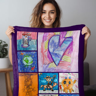Aangepaste foto kinderkunst-souvenir met 8 foto's fleece deken