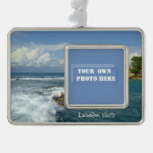 Aangepaste foto Labadee Seascape Verzilverd Kader Ornament (Voorkant)