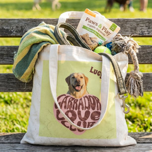 Aangepaste foto Labrador Love Club Roze Hart Tote Bag