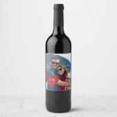 Aangepaste foto-liefdeshart-initialen verlovingsfe wijn etiket (Voorkant)