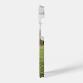 Aangepaste foto-liefdestekst geborsteld script bed iPhone hoesje (Linkerkant)