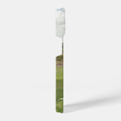 Aangepaste foto-liefdestekst geborsteld script bed iPhone hoesje (Rechterkant)