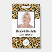 Aangepaste Foto Logo Barcode Gold Leopard Print Badge (Voorzijde)
