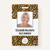 Aangepaste Foto Logo Barcode Gold Leopard Print Badge (Voorkant)