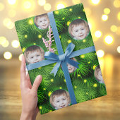 Aangepaste foto-Logo Candy Cane Snowflake Kerstmis Inpakpapier Vel