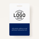 Aangepaste Foto Logo Modern Stijlvol Navy Blauw Wi Badge (Achterkant)