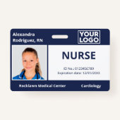 Aangepaste Foto Logo Navy Blue Medical Employee ID Badge (Voorkant)